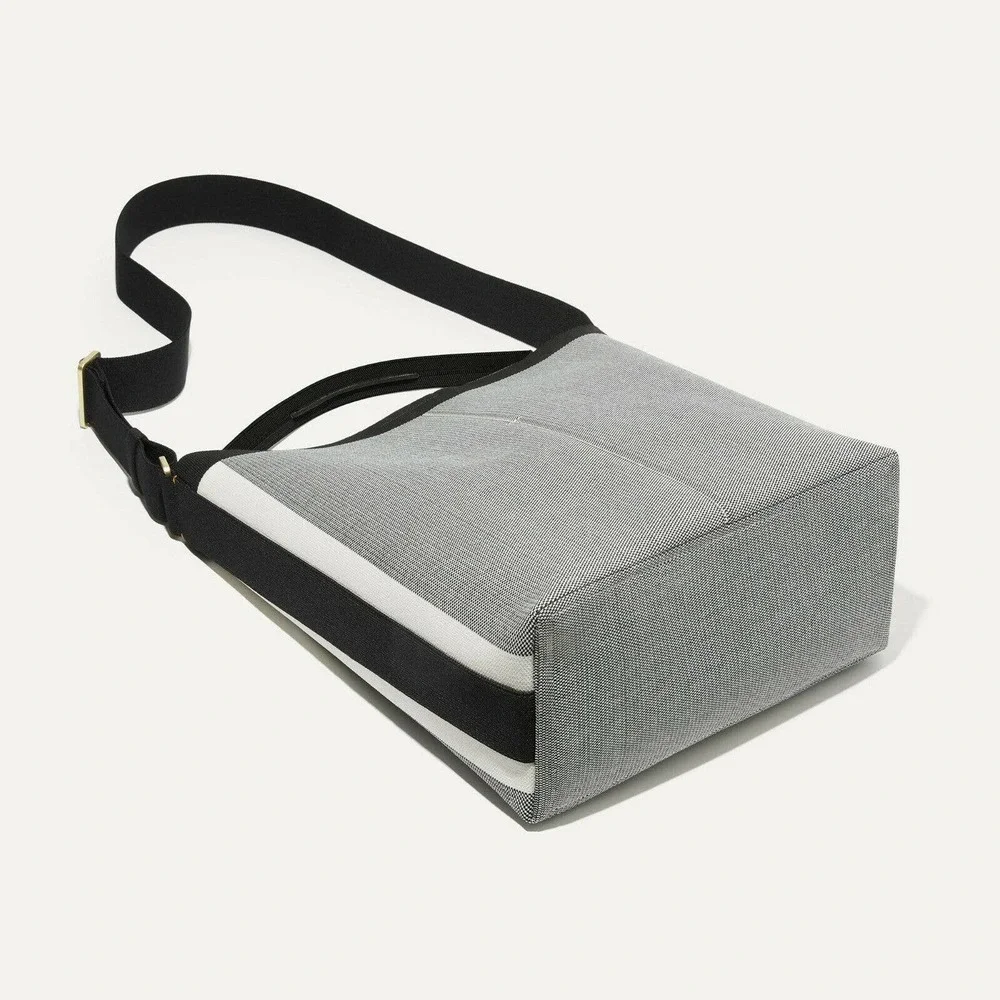 Rothy's Gray and Black Crossbody Tote with White Stripe
